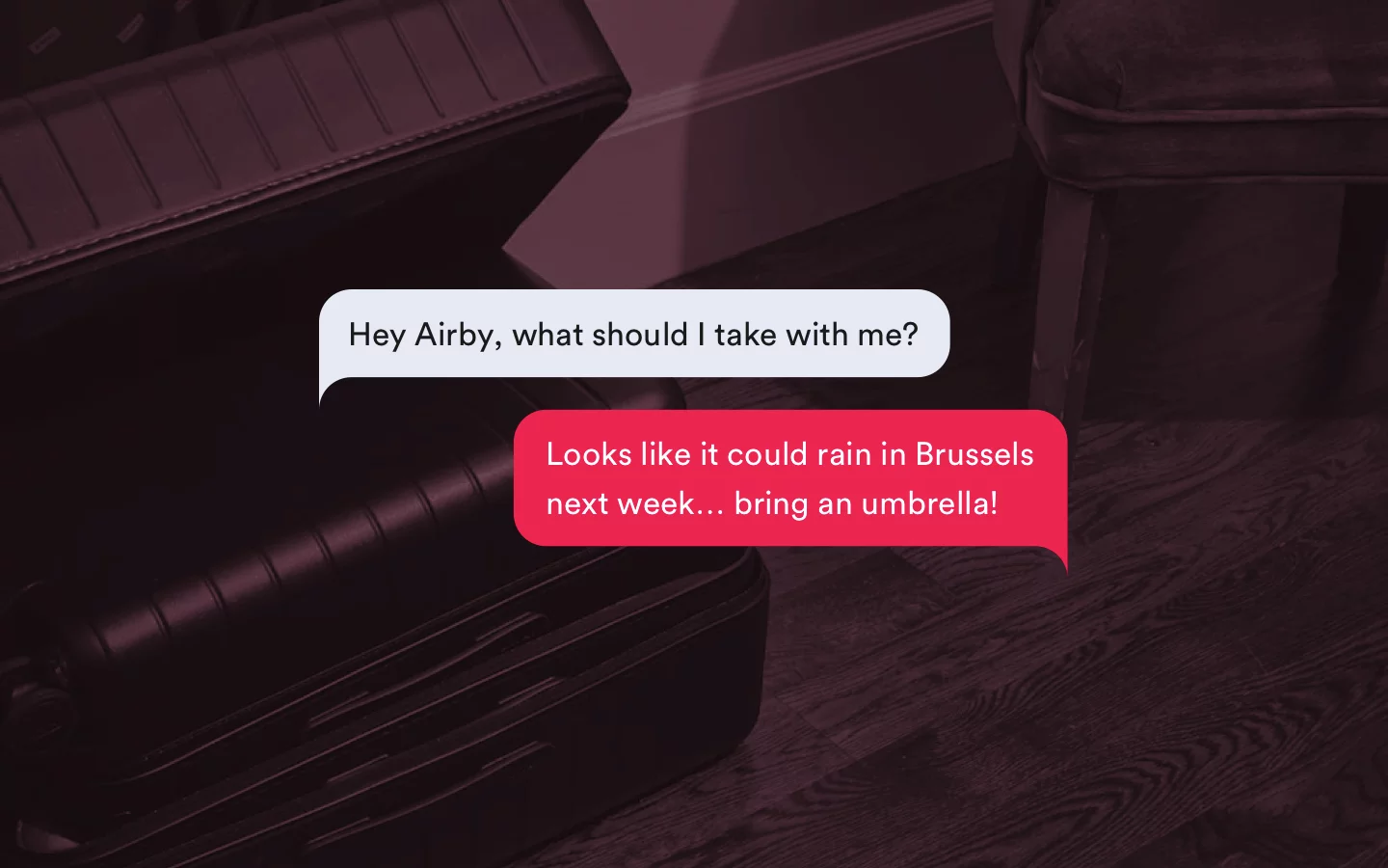 A conversation between a traveler and Airby, an intelligent voice assistant.